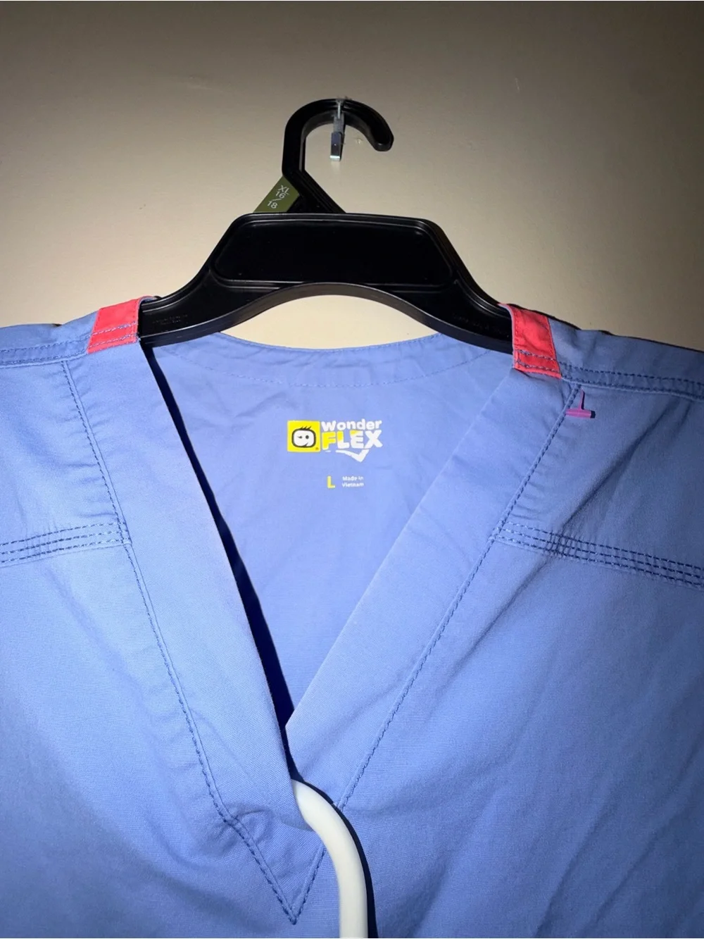 Wonder flex Light Blue Scrub Set with Pink Trim